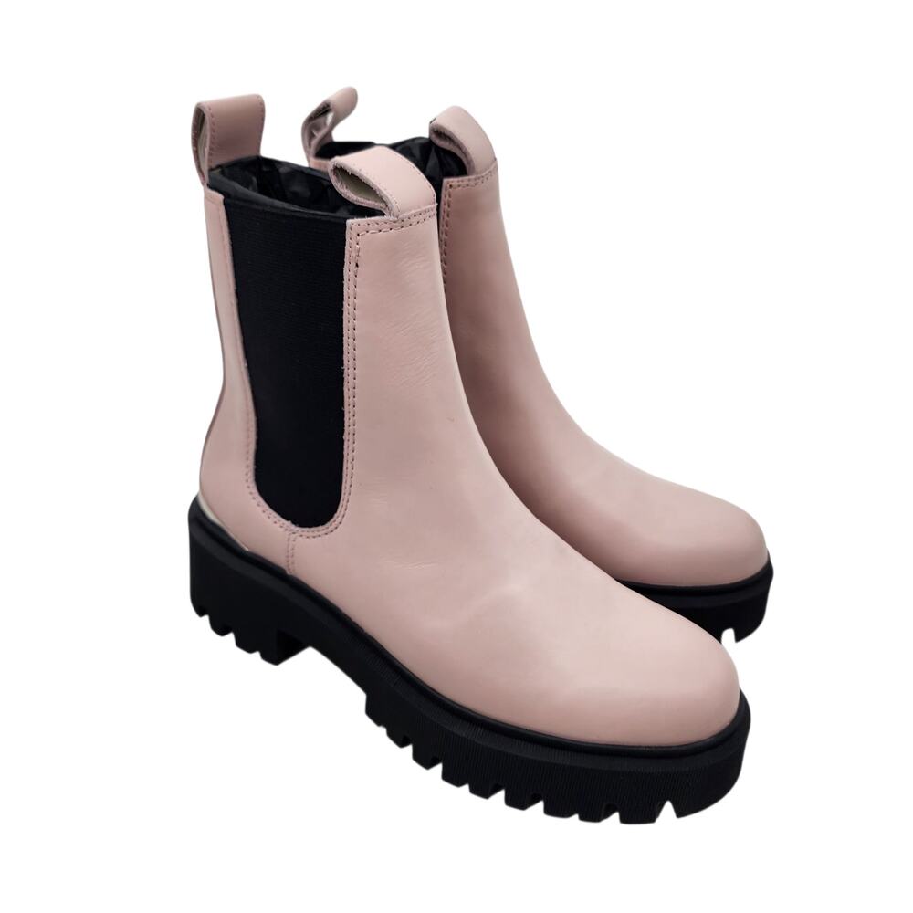 Maje Rose Pale Platform Chealsea Leather Boots Size French 39 US 8.5